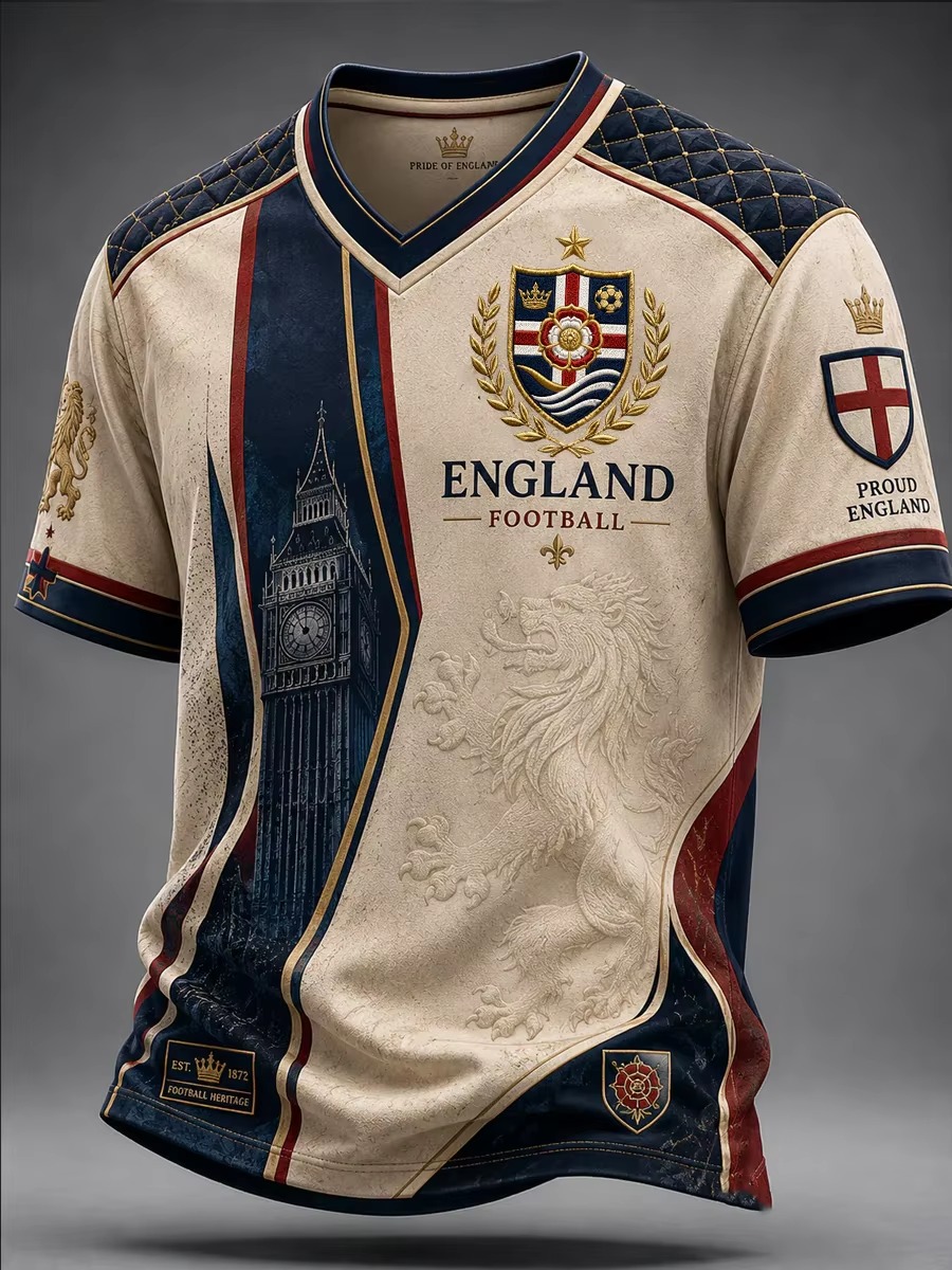 Badminton England - Vintage England Fußball 3D-Druck Trikot Herren
