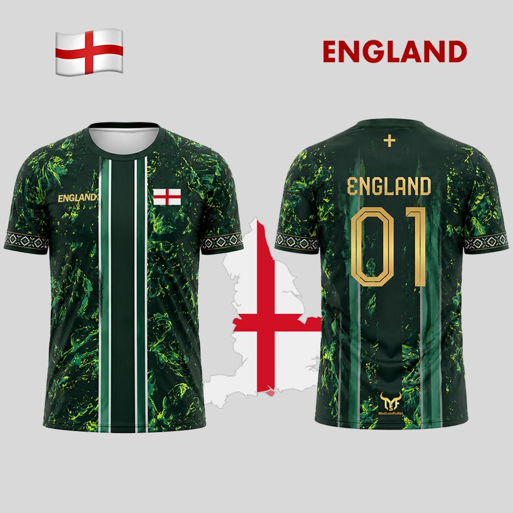Badminton England - Fußballtrikot mit New England-Flaggendruck, Sommerliches Atmungsaktives